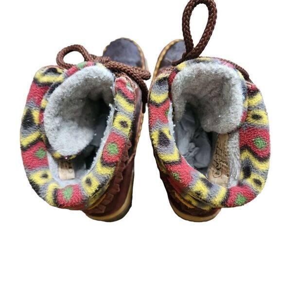 Pajar brown suede cow hair Aztec print lace up boots Sz 7 - Picture 11 of 11